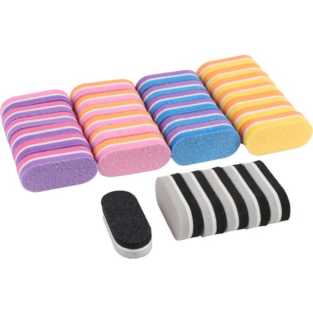 50Pcs Small Oval Foam Nail Sanding Blocks Two-Sided Buff Sponge Buffer Professional Nail Polishing Tools For Finger Toe Nails