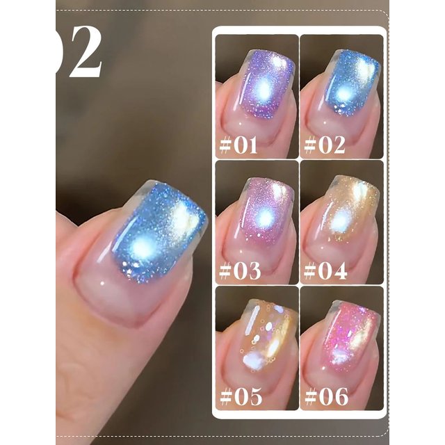 12ML 1PCS Month Galaxy Moonlight Cat Eye Gel Nail Polish 2025 Summer Nails Popular White Glass Bead Strobe Magnetic Cat Eye Gel