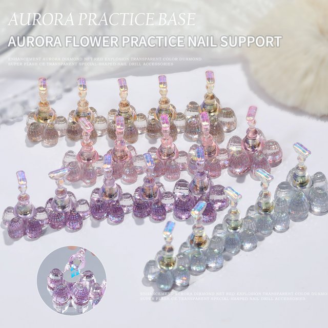 1pcs Aurora Flower Magnetic Nail Tip Display Stand for Manicure Press-On Nail Training Gel Nail Polish Nail Tip Display Tool