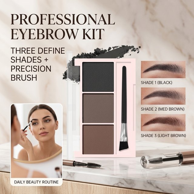 5g Natural Look Three Color Eyebrow Powder - Long-Lasting Non-Flying Beginner-Friendly Waterproof & Sweat-Proof Cosmetic
