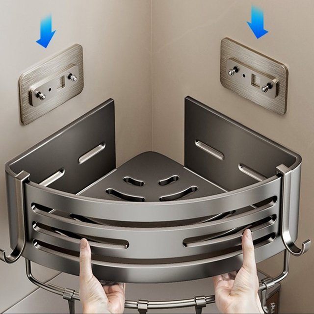 No Drill Sticker Walls for Installation Aluminum Bathroom Shelf Shelves Shampoo Rack Storage Holder Kitchen Organizer Rack