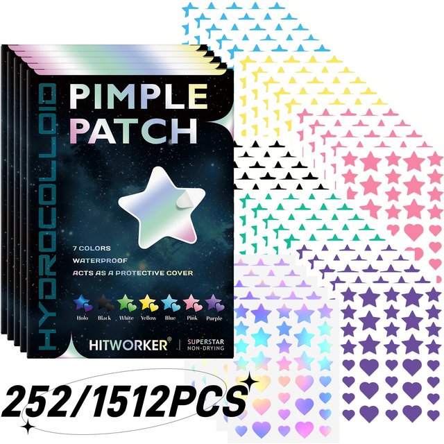 1512 Acne Patches – Gentle and Non-Irritating, Effectively Covering Acne and Blemishes; 252 Starry Sky Multi-Color Concealer