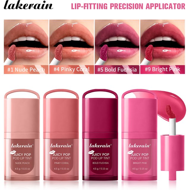 Juicy Box Shape Lip Tint Gloss Moisturizing Lightweight & Non-Sticky Lip Staion Long-Lasting High Shine Finish Lips Makeup