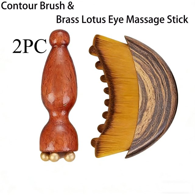 1/2 Pcs Lymphatic Contour Facial Care Brushes, Sandalwood Meridian Acupressure Massage Tools for Face & Eyes