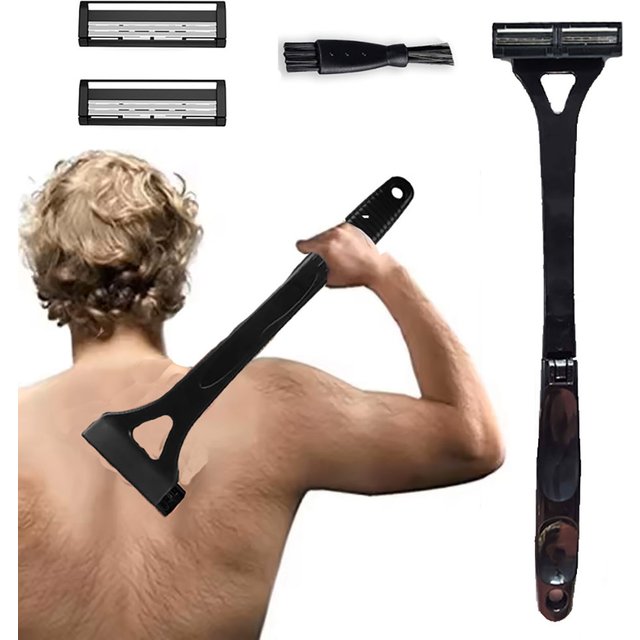Men's Long Handle Back Shaver Safety Body Hair Trimmer Foldable Leg Shaving Razor Tool for Personal Hygiene And Grooming