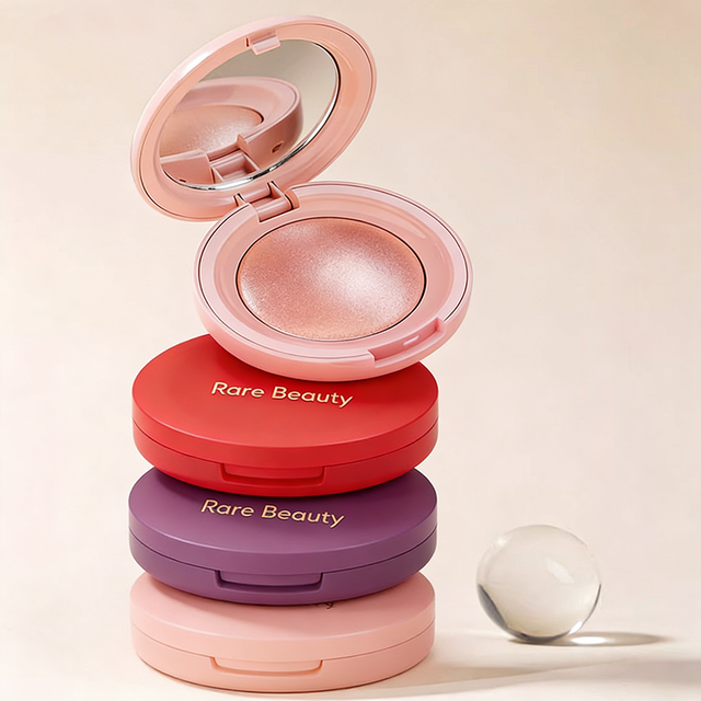 Rare Beauty 2 IN 1 Blush Highlighter Powder Palette Baked Silky Smooth Shimmer Glow Long Lasting Blendable Natural Face Makeup