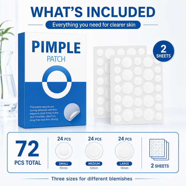 72PCS Invisible Spot Cover Patches White Round Hydrocolloid Acne Stickers Face Skin Care Patch for Makeup Use