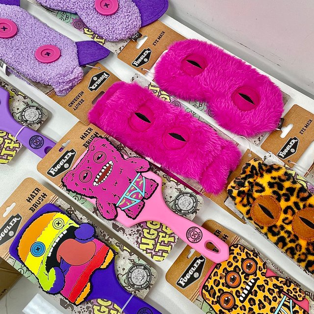Fuggler Fuzzy Monster Hair Brush Paddle Fluffy Beauty Headband Plush Sleep Eye Mask For Adult Women Daily Hair Care Relax Sleep