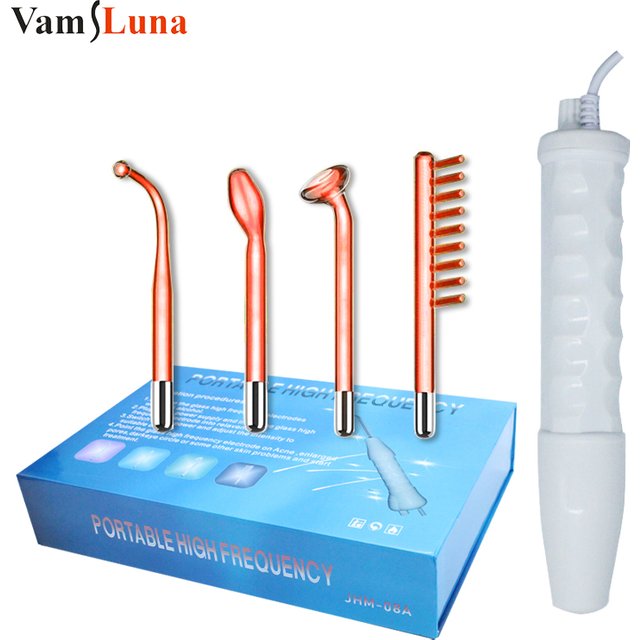 4 IN 1 High Frequency Electrode Facial Machine Portable Electrode Wand Acne Spot Wrinkle Remover Hair Growing Tubes Skin Care