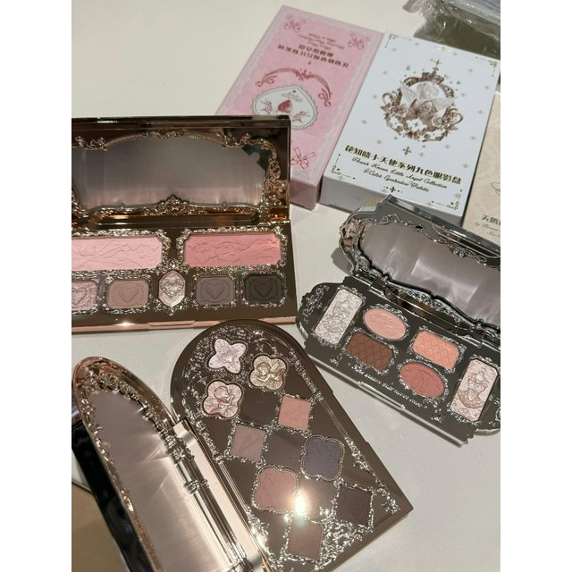 Flower Knows Little Angel Strawberry Cupid Eyeshadow Delicate Matte Shimmer Glitter Waterproof Long-lasting Eye Face Palette