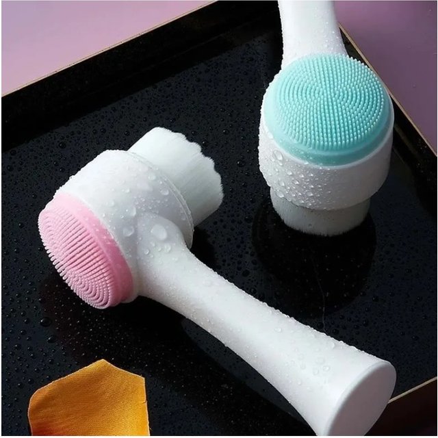 CNK wholesale 3D Bilateral Cleanser Brush Soft Manual Massage Facial Silicone Facial Bristles Silicone Double Sided Face Brush