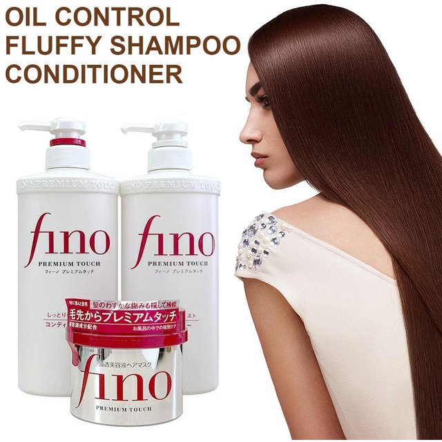 Japan Fino Hair Care Set Oil Control Fluffy Shampoo Smoothing Conditioner Intensive Nourishing Hair Mask for Damaged Hair