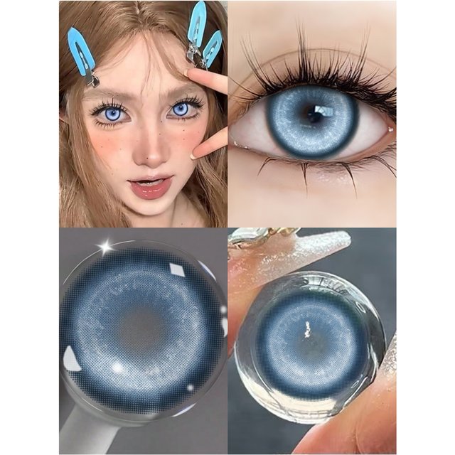 VISUASHOW 14.5mm Blue Anime Cosplay Colored Contacts Lenses 6 Months Disposable Vivid Eye Makeup Cyber Cosmetic Red Soft Lens