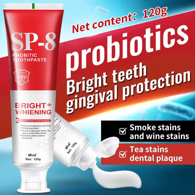 Sp-8 Probiotic Toothpaste For Oral Care Whiten Clean Removes Stains Fresh Breath With Lactobacillus & Sodium Saccharin 2026