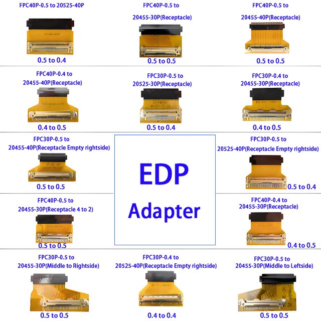 EDP/FPC Adapter Board 0.5mm/0.4mm Spacing Conversion Notebook Screen EDP 20455/20525 Female Seat 30pin/40pin Conversion