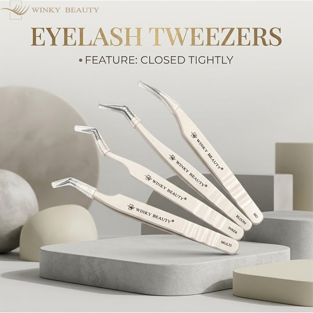 Winky Beauty Professional White Accurate High Quality Multi Stainless Volume Isolation Precise Lash Tweezers Tools for Makeup
