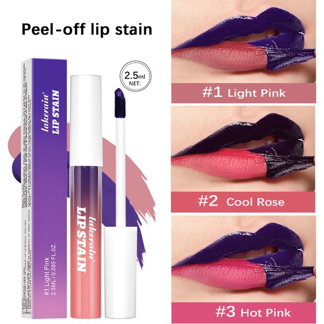 Waterproof Peel Off Lip Stain Long Lasting Pink Lip Tint Transfer Proof Non-stick Cup 3 Colors Lip Stain Women's Cosmetics