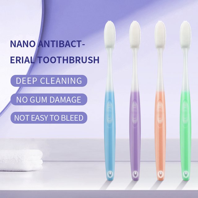 4pcs Soft Toothbrush Ultra Fine Adult Nano Dental Brush Deep Cleaning Oral Hygiene Gentle For Gums Silicone Bristle Toothbrushes