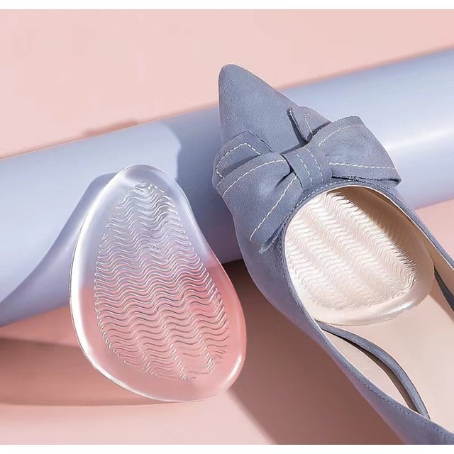 1Pair Insoles Ladies High Heel Shoe Insole Female Half Pad Reduces Friction Pain Silicone Forefoot Pad Anti-skid Foot Care Pads