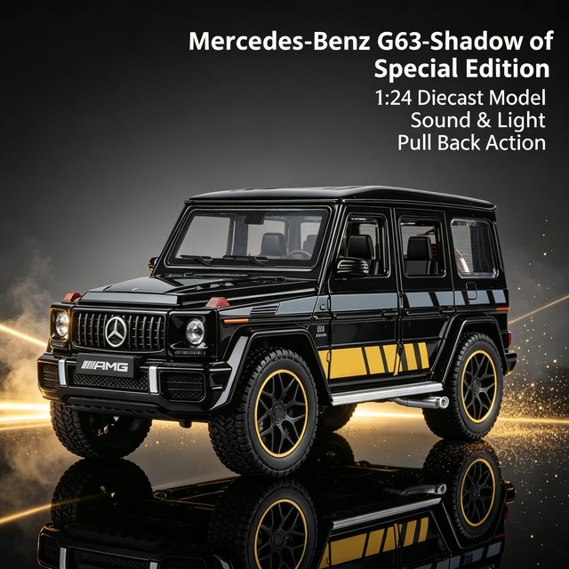 AMG G63 Shadow Wing Edt Diecast Alloy Car Model Pull Back Sound & Light 6 Door Opening Off Road SUV Collectible Toy for Boys