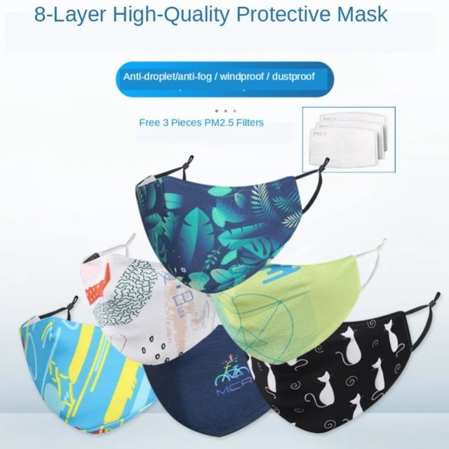 PM2.5 Anti Pollution Face Mask with 3 Filters Foam Layer Bacteria & Formaldehyde Protection, Breathable Mouth Cover Against Odor