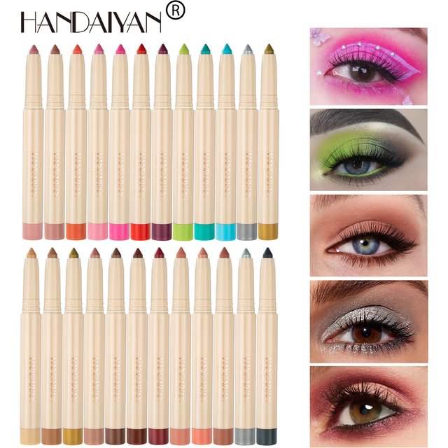 Colorful Eyeshadow Stick Pink Brown Green Black Eyeshadow Pencil High Gloss Pearlescent Shadow Sticks Waterproof Stage Makeup