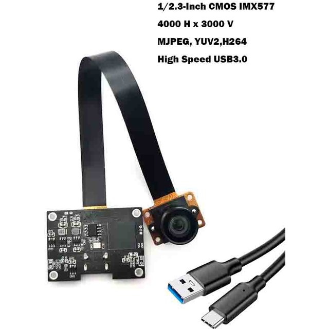 Module de caméra 4000x3000 4K 12MP HD IMX577 USB3.0 type-c MJPEG YUV2 H264 mise au point fixe 88.2 ° Pour la reconnaissance faciale