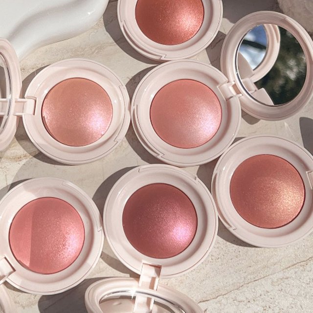 Heißer, seltener Beauty Soft Pinch Schimmer-Puder-Rouge mit Spiegel – Cheer, Happy, Joy, Truth – Langanhaltend, wasserfest, natürlich glänzendes Make-up für das Gesicht
