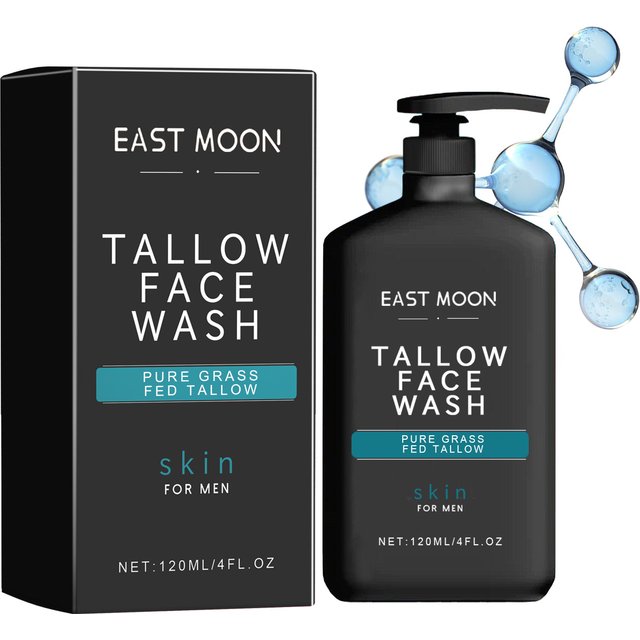 Grass Fed Tallow Face Wash for men Oil Control Deep Cleansing Facial Cleanser for Oily Rough Male Skin Reduce Acne Male Skincare