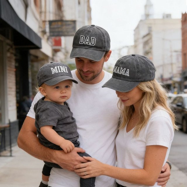 Fashion Washed Cotton DAD MAMA MINI Embroidery Caps Adjustable Breathable Baseball Cap Vintage Outdoor Sunscreen Hats Gifts