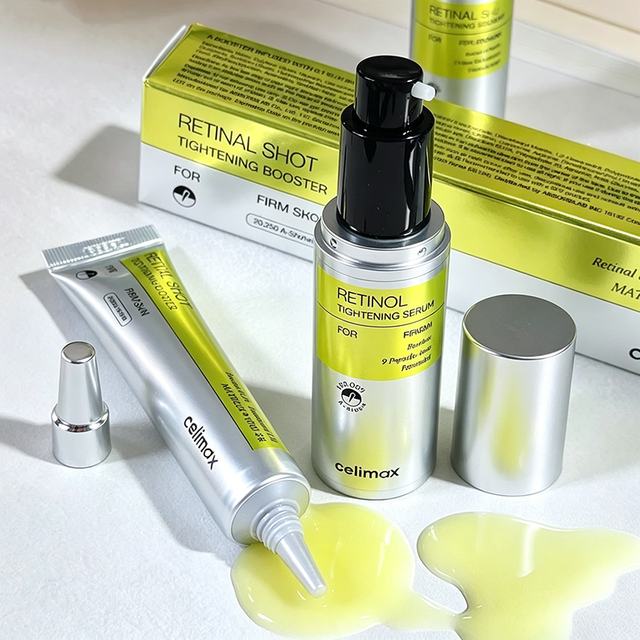 Coffret Original Retinal Celimax : Soin Hydratant Raffermissant et Booster de Tonicité, Crème Visage et Sérum Contour des Yeux Réparateur Anti-Cernes