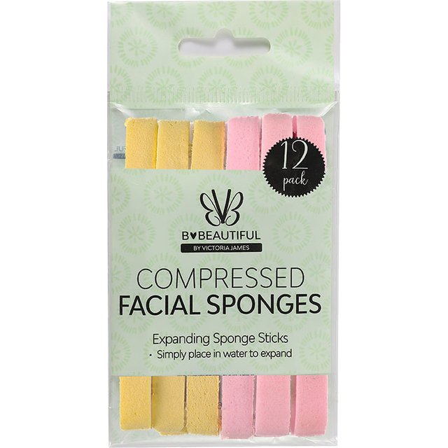 12 Pack Compressed Facial Sponges - Natural Expanding Cellulose Sponge Sticks for Face Cleansing, Exfoliating & Makeup Removal
