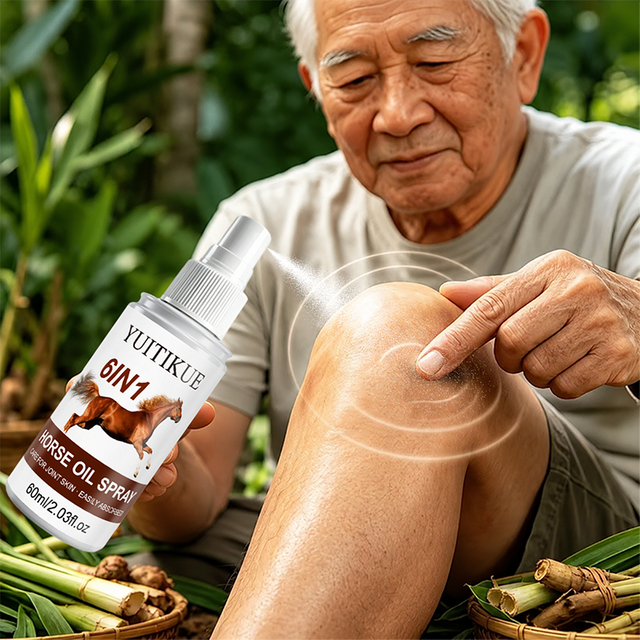 YUITIKUE 60ml 6 In 1 Horse Oil Joint Care Spray Easily Absorbed Soothing Mist For Knee Shoulder Neck Back Body Skin Care