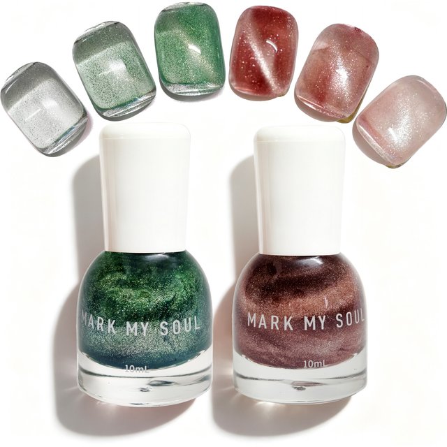 2Pcs Total 20ml MARK MY SOUL No UV Lamp Cat Eye Nail PolishQuick Dry Supplies
