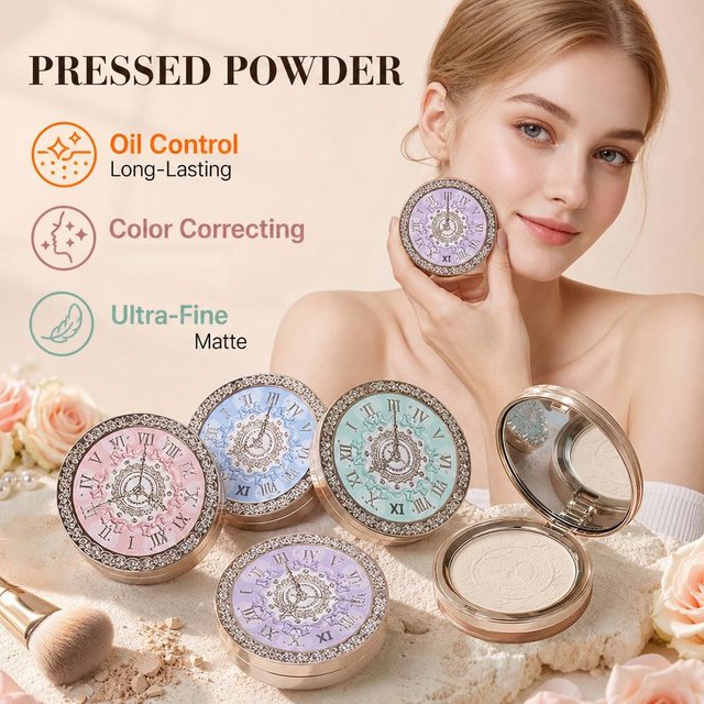 NICEKEY Soft Focus Matte Pressed Powder Palette Silky Texture Lasting Concealer Setting Powder Makeup Brightening Face Cosmetics