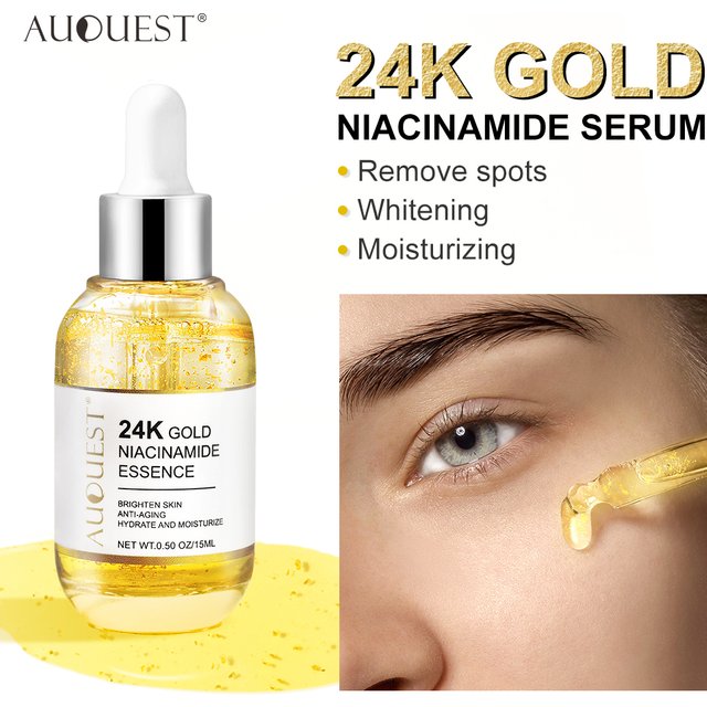 24K Gold Face Serum Dark Spot Remover Niacinamide Serum Hyaluronic Acid Anit-Wrinkle Whitening Facial Skin Care Products