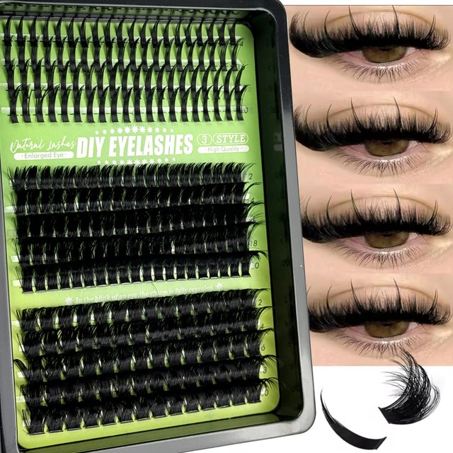 HBZGTLAD Spikes 80D-160D Lashes Clusters Mixed Tray Volume Fluffy Clusters Lashes Wispy Individual Lashes Extensions DIY Makeup