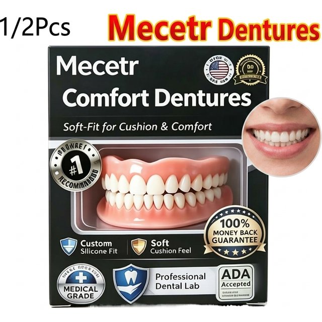 Premium Custom Upper & Lower Full Mouth Silicone Dentures, Lifelike Natural Teeth All-Day Comfort Boost Confidence & Oral Care