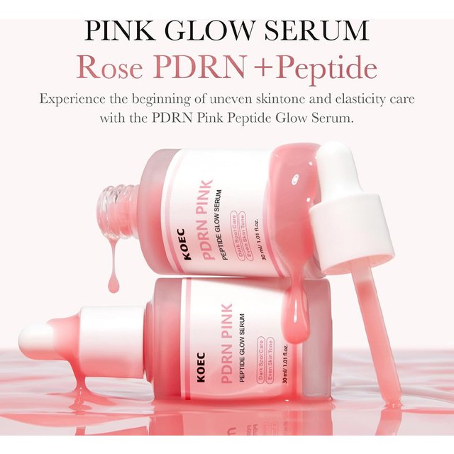 30 ml Lachs PDRN Pink Peptide Glow Gesichtsserum, Pflege dunkler Flecken, gleichmäßiger Hautton, verbessert die Elastizität, glättend, straffend, Adenosin