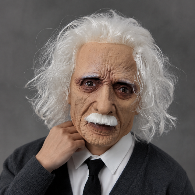Realistic Old Man Latex Mask Full Head Professor Face Mask with White Hair Mustache Halloween Cosplay Costume Party Prop