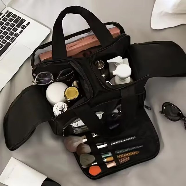 New Multifunctional Makeup Bag for women Oxford Large Capacity Portable Double Zipper Travel Makeup Brush Toiletries Storage Bag