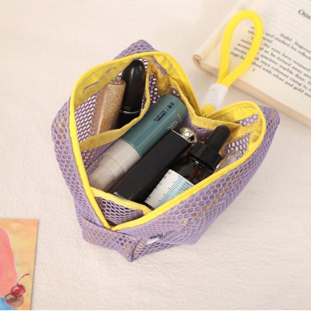 Mesh Square Cosmetic Bag Women Portable Earphones Lipstick Sanitary Napkins Storage Pouch Small Makeup Zipper Bags
