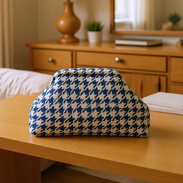 New High-End Multi-Functional Knitted Houndstooth Makeup Bag for women Large Capacity Waterproof Travel Makeup Storage Clutch Ba