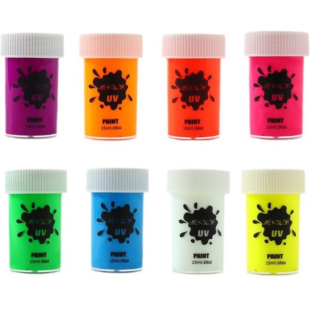 Fluorescent Face Paint for UV Light,Bright Neon Glow Party Makeup, Water Based Face Body Painting forHalloween & Festivals