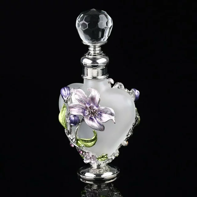 Bouteille en verre de parfum vintage en forme de cœur, fleur, peinture manuelle, motif d'orchidée, 10ml, tube conviviale ré 256, cadeau de tous les jours africain, 1 pièce