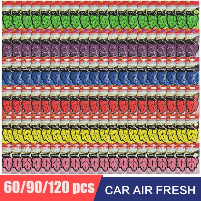 1/60/90PCS Désodorisant de voiture en papier parfumé naturel, à suspendre, parfum vanille, en forme de feuille, accessoires de voiture pour intérieur