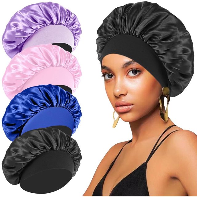 1PCS Satin Bonnet Hair Bonnet for Sleeping,Silk Bonnets for Black Women with Elastic Soft Band for Hair Care