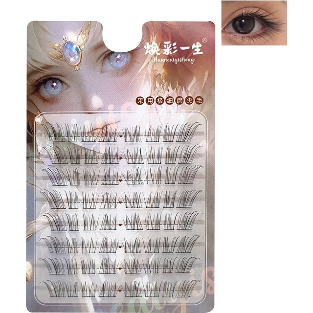 8 Rows 3D Effect Individual False Eyelashes Manga Self Adhesive Foxes Styles Eyelashes Extension Perfect For Girls Eye Makeup
