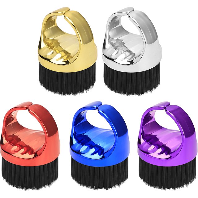 Mini Plating Barber Neck Duster Brush - Portable Fast Hair Clipper Dust Cleaner for Salon with Nylon Bristles Tools
