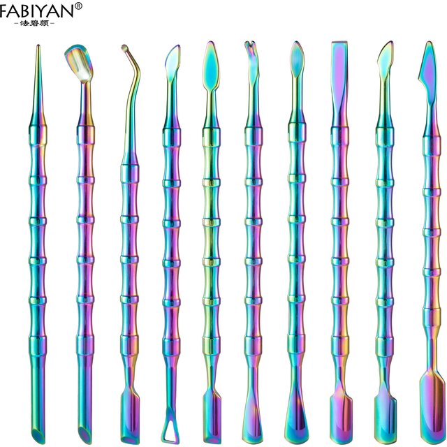 New Colour Double-ended Nail Cuticle Pusher Stainless Steel Cuticle Remover Manicure Sticks Nail Care Cleaner Tool